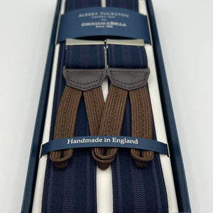 Albert Thurston - Elastic Braces - 35 mm - Blue, Purple Stripes  #7491