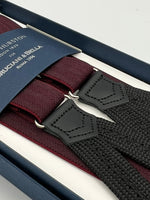 Albert Thurston for Cruciani & Bella Made in England Adjustable Sizing 25 mm elastic braces Wine herringbone Braid ends Y-Shaped Nickel Fittings Size: L #7485