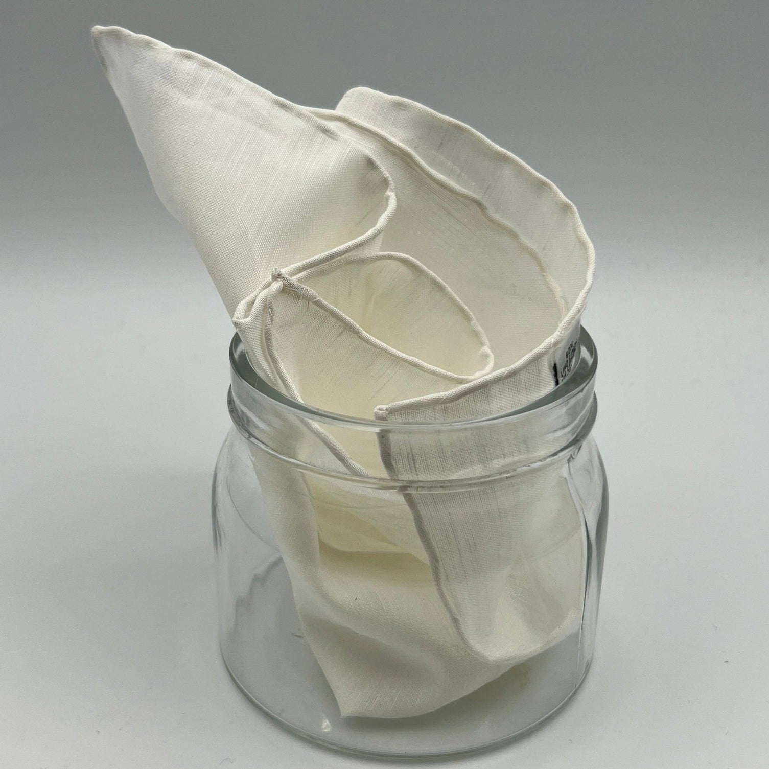 Cruciani & Bella 60%Linen 40% Cotton Hand-rolled  -  Pocket Square White  Handmade in Italy 33 cm X 33 cm #7514