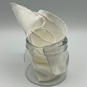 Cruciani & Bella 60%Linen 40% Cotton Hand-rolled  -  Pocket Square White  Handmade in Italy 33 cm X 33 cm #7514