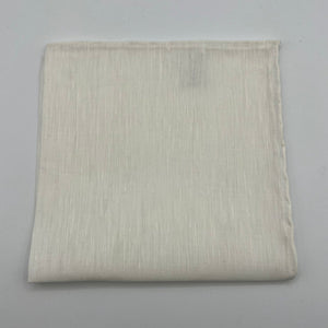 Cruciani & Bella 60%Linen 40% Cotton Hand-rolled  -  Pocket Square White  Handmade in Italy 33 cm X 33 cm #7514