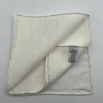 Cruciani & Bella 60%Linen 40% Cotton Hand-rolled  -  Pocket Square White  Handmade in Italy 33 cm X 33 cm #7514
