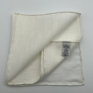 Cruciani & Bella 60%Linen 40% Cotton Hand-rolled  -  Pocket Square White  Handmade in Italy 33 cm X 33 cm #7514