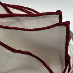 Cruciani & Bella 60%Linen 40% Cotton Hand-rolled  -  Pocket Square White and Wine Handmade in Italy 33 cm X 33 cm #7522