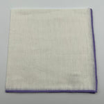 Cruciani & Bella 60%Linen 40% Cotton Hand-rolled  -  Pocket Square White and Liliac Handmade in Italy 33 cm X 33 cm #7524