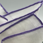 Cruciani & Bella 60%Linen 40% Cotton Hand-rolled  -  Pocket Square White and Liliac Handmade in Italy 33 cm X 33 cm #7524