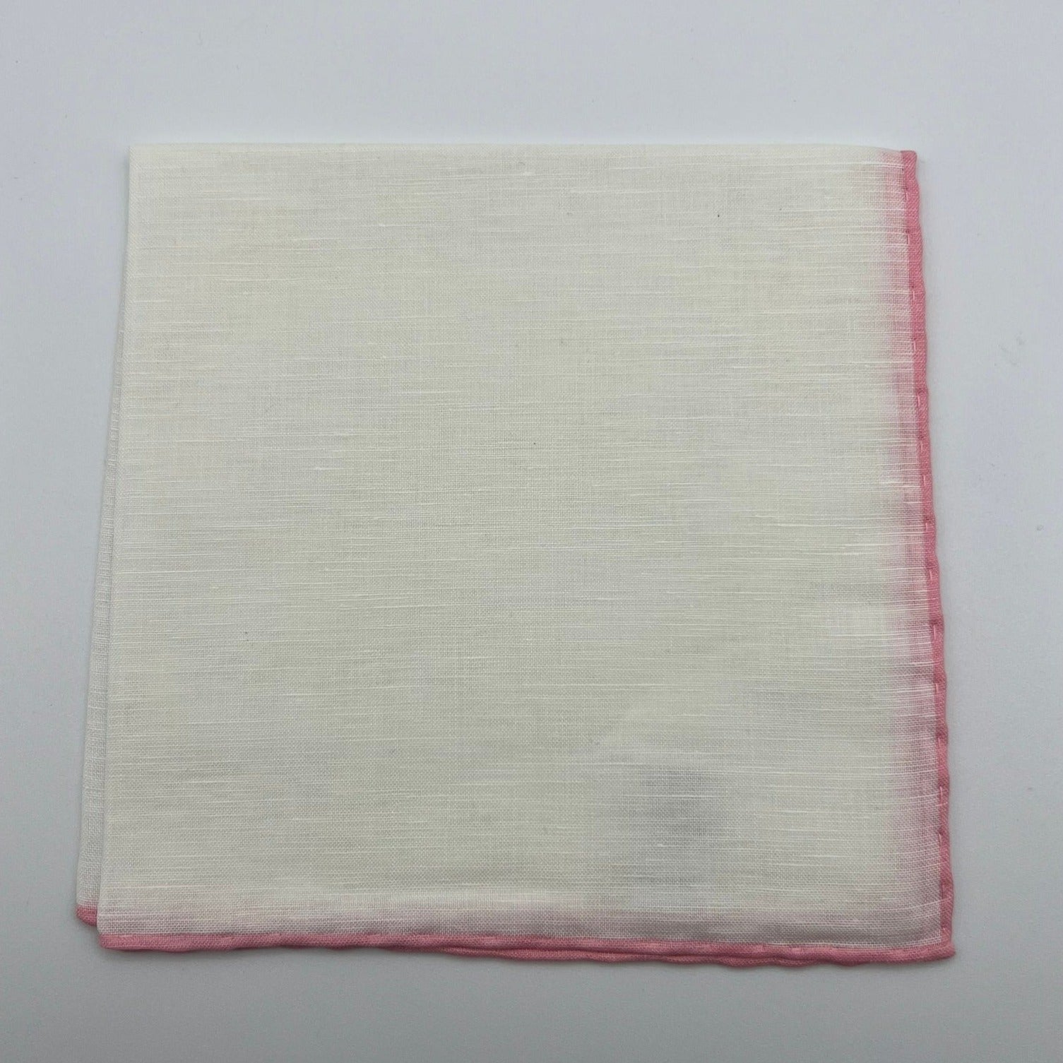 Cruciani & Bella - Linen and Cotton - White and Pink - Pocket  Square # 7517