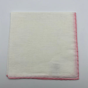 Cruciani & Bella - Linen and Cotton - White and Pink - Pocket  Square # 7517