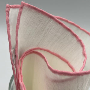 Cruciani & Bella - Linen and Cotton - White and Pink - Pocket  Square # 7517
