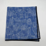 Drake's  - Cotton and Silk - Light Blue and White - Pocket  Square #3089