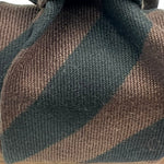 Drake's for Cruciani & Bella 70% Cachemire 30% Wool Tipped Brown with Dark Blue Stripes   Handmade in England 9 cm x 149 cm #6486