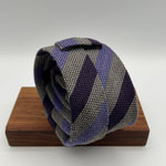 Drake's for Cruciani & Bella 70% Wool 30% Silk Tipped  Grey, Wine and Purple Stripes  Tie Handmade in England 8cm x 146 cm #6015