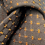 Drake's for Cruciani & Bella 100% Silk Wowen Jaquard Tipped  Brown Orange Motif Handmade in England 9,5 cm x 146 cm #6528