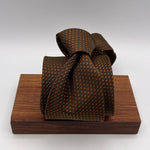 Drake's for Cruciani & Bella 100% Silk Wowen Jaquard Tipped  Brown Orange Motif Handmade in England 9,5 cm x 146 cm #6528