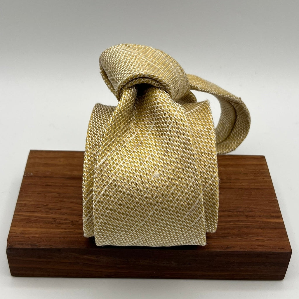 Drake's for Cruciani & Bella 100% Silk Tipped  Yellow Shantung Tie Handmade in England 8 cm x 146 cm #6536