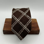 Drake's for Cruciani & Bella 100% Silk Tipped  White Motif Brown Shantung Tie Handmade in England 8 cm x 146 cm #5468