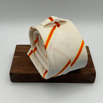 Drake's for Cruciani & Bella 100% Silk Garza Piccola Tipped  White, Orange and Yellow Stripes  Tie Handmade in England 9 cm x 146 cm #5321