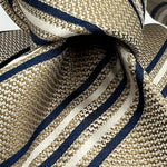 Drake's for Cruciani & Bella 100% Silk Garza Piccola Tipped  Ecru, Blue and White Stripes  Tie Handmade in England 9,5 cm x 146 cm #6544