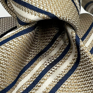 Drake's for Cruciani & Bella 100% Silk Garza Piccola Tipped  Ecru, Blue and White Stripes  Tie Handmade in England 9,5 cm x 146 cm #6544