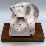 Drake's for Cruciani & Bella 100% Silk Tipped  White Tie Pink and Brown Dots Handmade in England 9 cm x 146 cm #6521