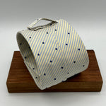 Drake's for Cruciani & Bella 100% Silk Tipped  Light Yellow Tie Light Blue and Blue Dots Handmade in England 9 cm x 146 cm #6520