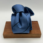 Drake's for Cruciani & Bella 100% Silk Satin Tipped  Light Blue and Blue Stripes Tie Handmade in England 9 cm x 146 cm #5408