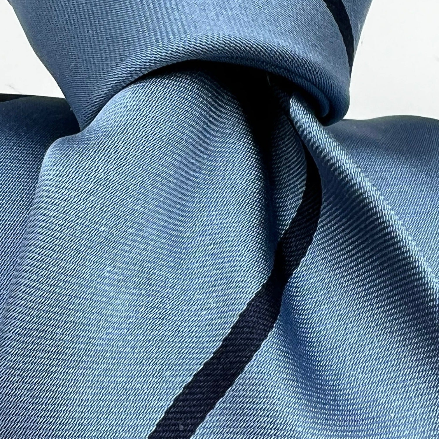 Drake's for Cruciani & Bella 100% Silk Satin Tipped  Light Blue and Blue Stripes Tie Handmade in England 8 cm x 146 cm #6538