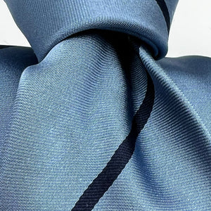 Drake's for Cruciani & Bella 100% Silk Satin Tipped  Light Blue and Blue Stripes Tie Handmade in England 8 cm x 146 cm #6538