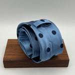 Drake's for Cruciani & Bella 100% Silk  Wowen Jaquard Tipped  Light Blue Blue Dots Handmade in England 7 cm x 146 cm #2119