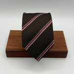 Drake's for Cruciani & Bella 100% Silk Garza  Tipped  Brown, Red and Pink Stripes  Tie Handmade in England Size 8 cm x 149 cm #5379