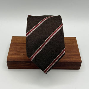 Drake's for Cruciani & Bella 100% Silk Garza  Tipped  Brown, Red and Pink Stripes  Tie Handmade in England Size 8 cm x 149 cm #5379