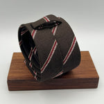 Drake's for Cruciani & Bella 100% Silk Garza  Tipped  Brown, Red and Pink Stripes  Tie Handmade in England Size 8 cm x 149 cm #5379