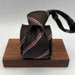 Drake's for Cruciani & Bella 100% Silk Garza  Tipped  Brown, Red and Pink Stripes  Tie Handmade in England Size 8 cm x 149 cm #5379
