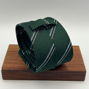 Drake's for Cruciani & Bella 100% Silk Jaquard Tipped  Green, Light Blue, Blue and White Stripes  Tie Handmade in England 8 cm x 146 cm #5410