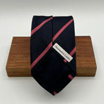 Drake's for Cruciani e Bella 100%  Woven Silk Tipped Blue, Pink Stripe tie Handmade in London, England 8 cm x 150 cm #2391