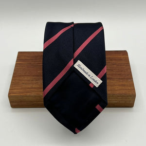 Drake's for Cruciani e Bella 100%  Woven Silk Tipped Blue, Pink Stripe tie Handmade in London, England 8 cm x 150 cm #2391