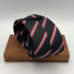 Drake's for Cruciani e Bella 100%  Woven Silk Tipped Green, Red and Light Blue Stripes Handmade in London, England 8 cm x 150 cm #5339