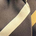 Drake's for Cruciani e Bella 100%  Woven Silk Tipped Brown, Beige and Gold Stripes Handmade in London, England 9 cm x 150 cm #5377
