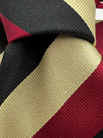 Drake's for Cruciani e Bella 100%   Silk Tipped Black, Yellow and Red Stripes Handmade in London, England 8 cm x 150 cm #5263