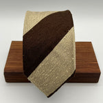 Drake's for Cruciani e Bella 100%  Shantung Silk Unlined Brown, Beige  Stripes Handmade in London, England 8 cm x 150 cm #0194
