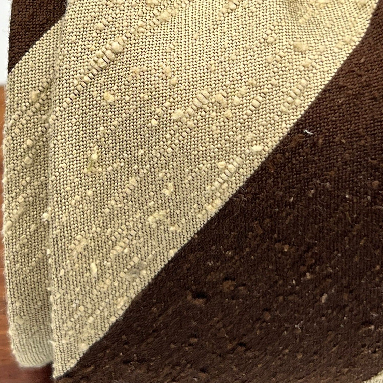 Drake's for Cruciani e Bella 100%  Shantung Silk Unlined Brown, Beige  Stripes Handmade in London, England 8 cm x 150 cm #0194