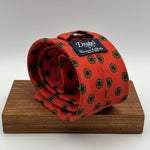 Drake's for Cruciani e Bella 100%  Printed Silk Tipped Orange, green, red floral motif tie 36 oz Handmade in London, England 8 cm x 150 cm #5174