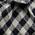 Drake's for Cruciani e Bella 100%  Wowen Silk Tipped Blue and White Herringbone Check Handmade in London, England 7 cm x 147 cm #0192