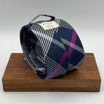 N.O.S. Cruciani & Bella - Silk - Blue, White and Purple Tartan Motif Tie  #3121