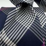 N.O.S. Cruciani & Bella - Silk - Blue, White and Purple Tartan Motif Tie  #3121