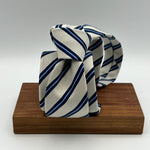 N.O.S. Cruciani & Bella - Silk - Off White, Blue and Light Blue  Stripes  Tie