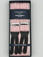 Albert Thurston for Cruciani & Bella Made in England Adjustable Sizing 40 mm Woven Barathea Pink Moirè Plain Color Braces Braid ends Y-Shaped Nickel Fittings Size: XL