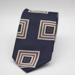 Cruciani & Bella 100% Silk Jacquard  Tipped  Blue, Grey and Brown motif tie Handmade in Italy 8 cm x 150 cm