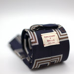 Cruciani & Bella 100% Silk Jacquard  Tipped  Blue, Grey and Brown motif tie Handmade in Italy 8 cm x 150 cm
