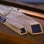 Drake's - Wowen Silk - Blue, Yellow and White Optical Ties - #5335